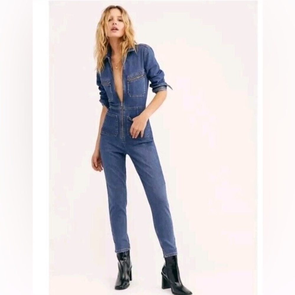 FREE PEOPLE Denim Blue Women's Lennox Romper